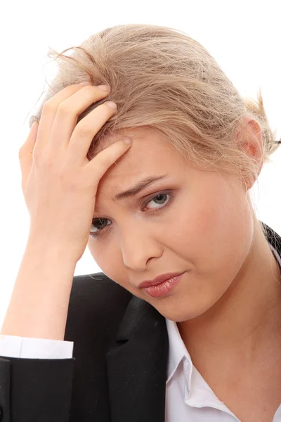 Junge Geschäftsfrau Mit Kopfschmerzen Isoliert Auf Weißem Hintergrund — Stockfoto