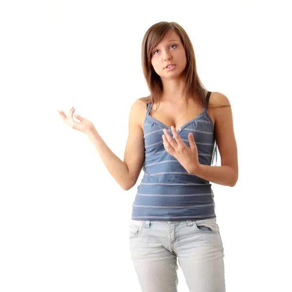 Young teen girl shouting, speaking. — Stock Photo, Image