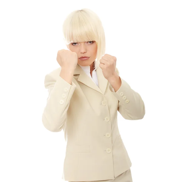 Businesswoman White Getting Fight — Stock Photo, Image