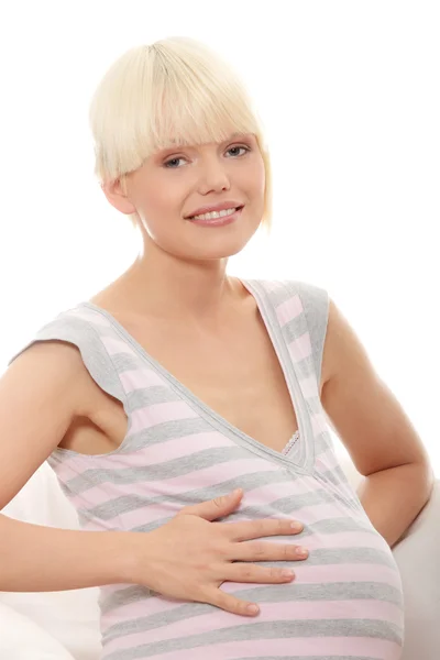 Beyaz Arka Plan Üzerinde Izole Genç Hamile Kadın — Stok fotoğraf