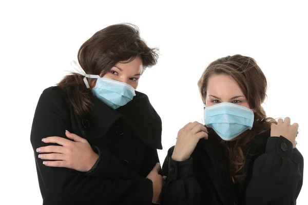 Glamorös Modell Bär Mask För Att Förhindra Svininfluensan Infektion Isolerade — Stockfoto