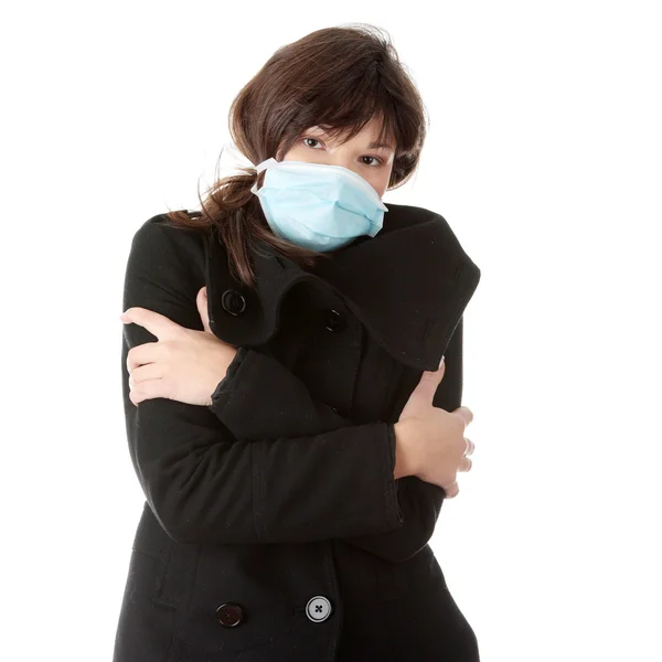 Modello Glamour Che Indossa Una Maschera Prevenire Infezione Influenza Suina — Foto Stock