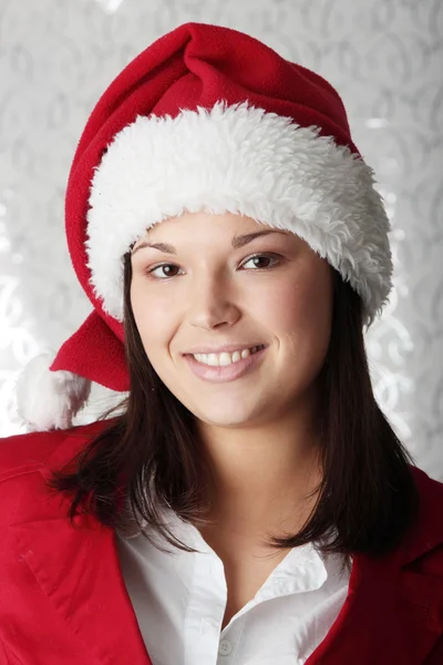 Woman in santa hat — Stock Photo, Image