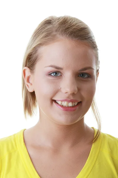 Beyaz Izole Bir Genç Kadının Portresi Closeup — Stok fotoğraf