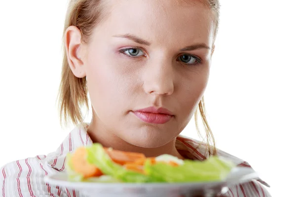 Vrouw en haar salade — Stockfoto