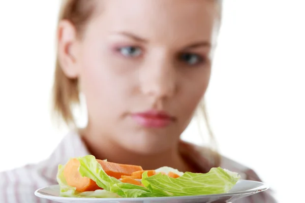 Feminino Sua Salada Isolada Fundo Branco — Fotografia de Stock