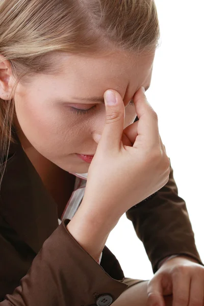 Şiddetli migren baş ağrısı olan kadın — Stok fotoğraf