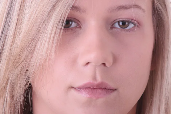 Портрет Підлітка Блондинки Студент Ізольований Білому Тлі — стокове фото