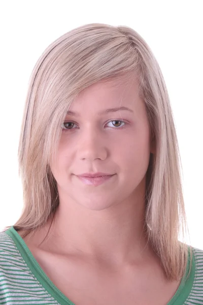Девушка Блондинка Студентка Портрет Белом Фоне — стоковое фото
