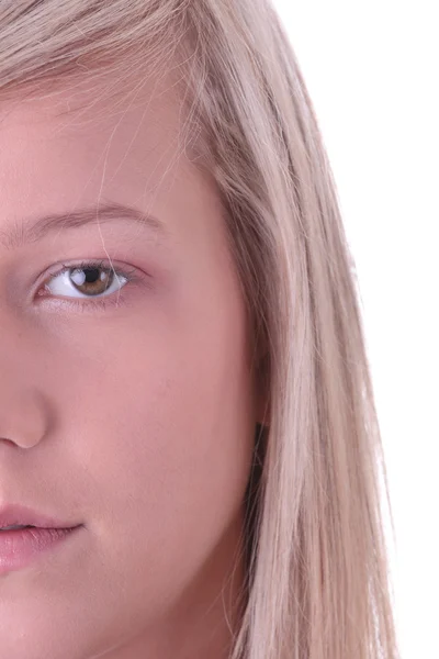 Teen Blonde Girl Student Portrait Isolated White Background — Stock Photo, Image