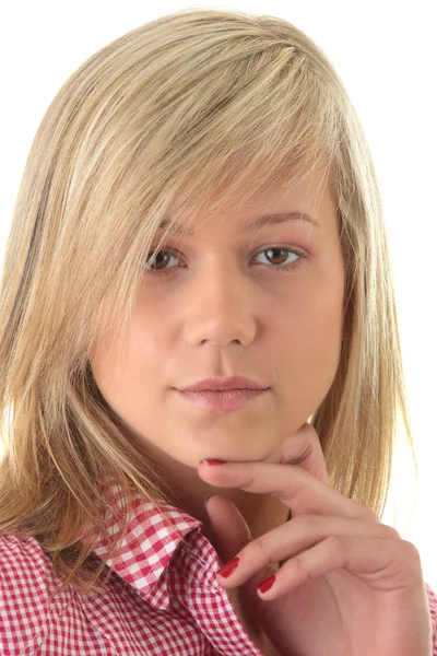 Teen Blonde Student Geïsoleerd Witte Achtergrond — Stockfoto