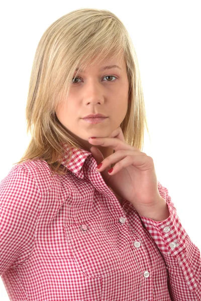 Teen Blond Student Izolovaných Bílém Pozadí — Stock fotografie