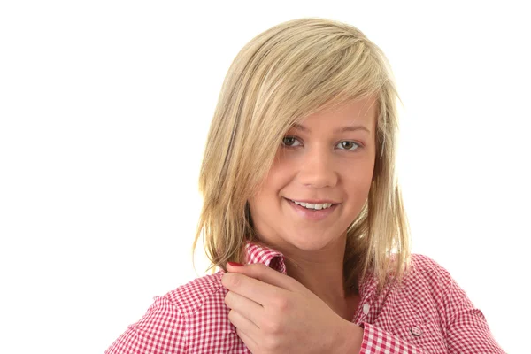 Teen Blonde Student Isoliert Auf Weißem Hintergrund — Stockfoto