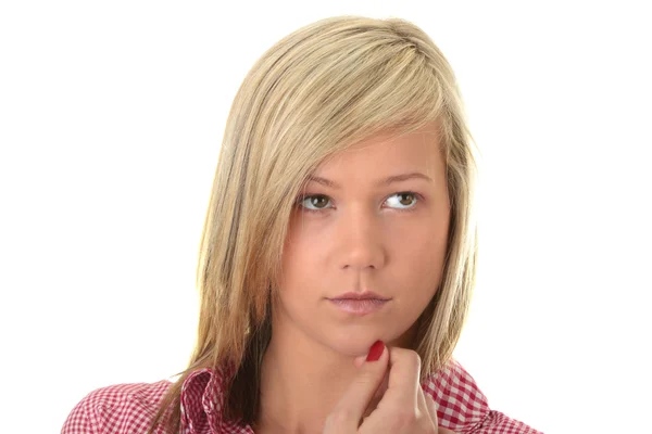 Teen Blonde Student Geïsoleerd Witte Achtergrond — Stockfoto