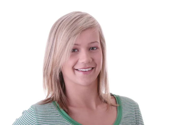 Teen Blonde Meisje Student Portret Geïsoleerd Witte Achtergrond — Stockfoto