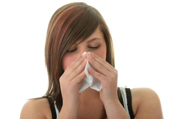 Młoda kobieta z alergią lub zimno — Zdjęcie stockowe