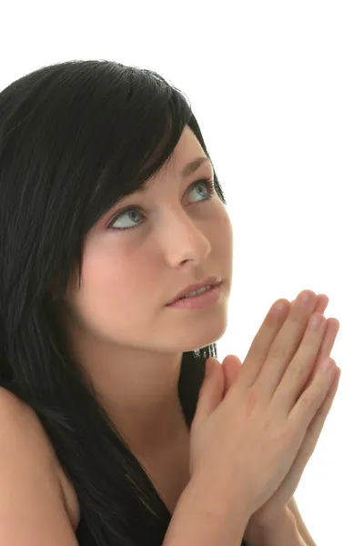 Oración Chica Aislado Blanco Fondo — Foto de Stock