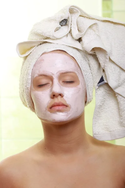 Portrait Styled Model Facial Cream Mask — Stock Photo, Image