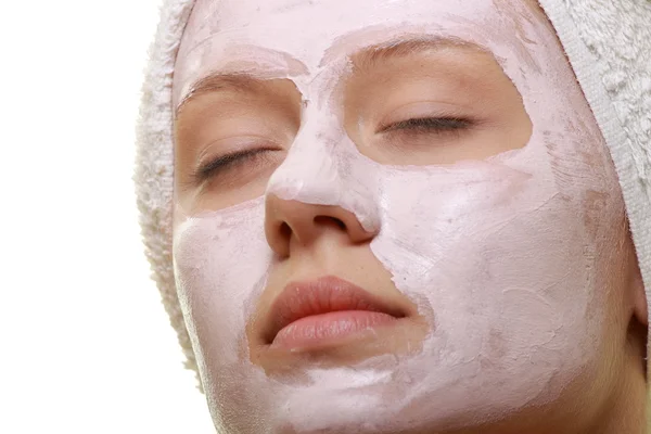 Retrato Modelo Estilo Con Máscara Crema Facial —  Fotos de Stock