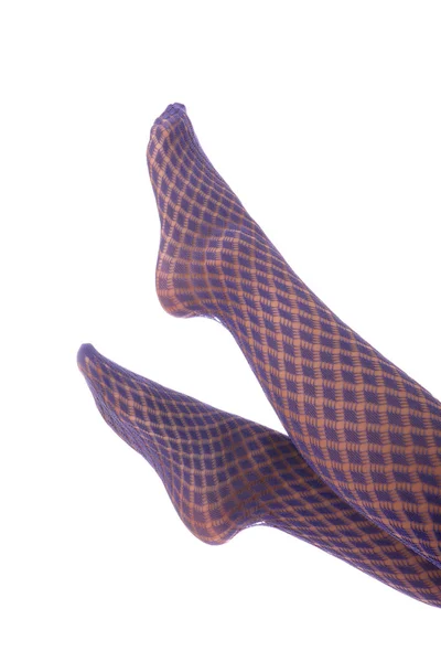 Szexi nő lába lila harisnya — Stock Fotó