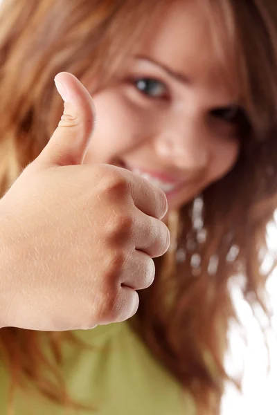 Young woman showing OK — Stock Photo, Image