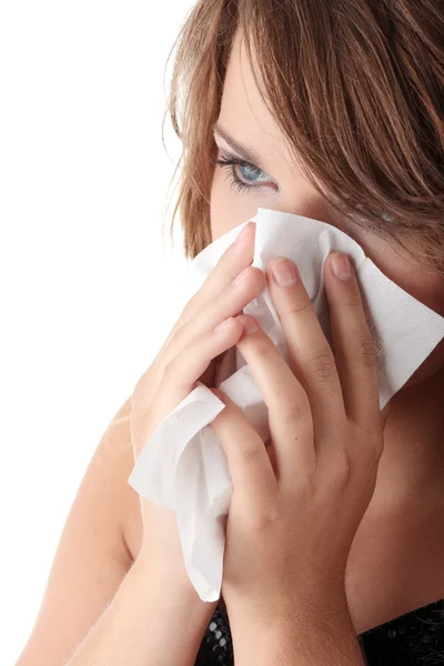 Young brunette woman having a cold — Stock Photo, Image