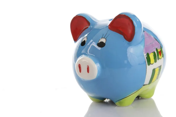 Blue Colorfull Piggy Bank Moneybox Isolated White — Stock Photo, Image