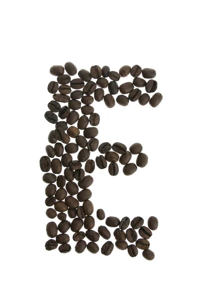 Coffey literę e — Zdjęcie stockowe