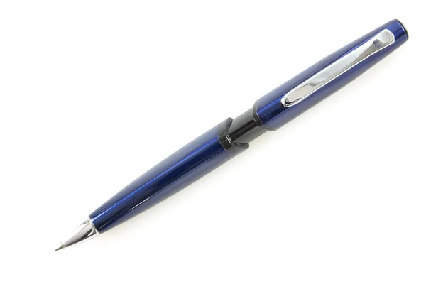 白い背景上に分離されて青色のプラスチック製のペン — ストック写真