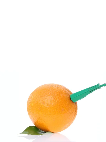 Orange with electrical cable — Stock Photo, Image