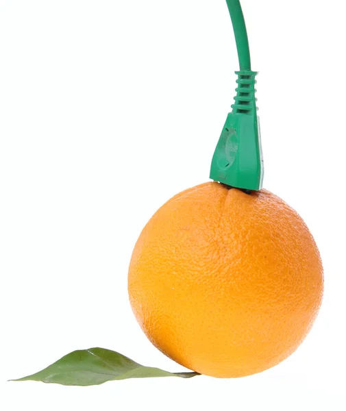 Oranje Met Elektrische Kabelproducten Geïsoleerd Wit — Stockfoto