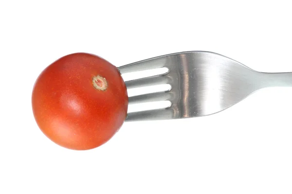 Gabel mit Tomate — Stockfoto