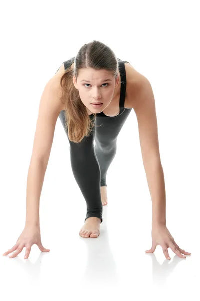 Beautiful Young Woman Doing Exercise Isolated — Stock Photo, Image