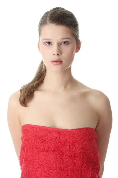 Atractiva Mujer Desnuda Joven Preparándose Para Tratamiento Spa Aislado Blanco —  Fotos de Stock