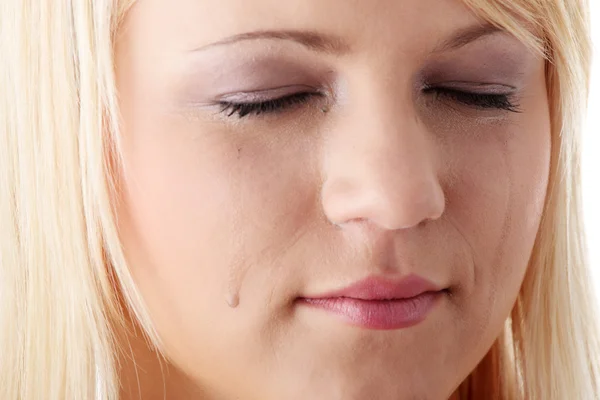 Emocjonalne Portret Pięknej Młodej Kobiety Łzy Twarzy Ból Emocjonalny Cocept — Zdjęcie stockowe