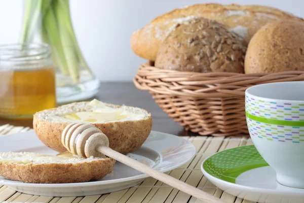 stock image Fresh bread With Honey