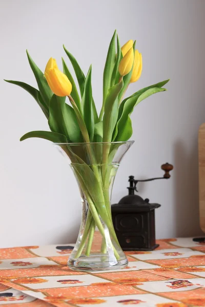 stock image Tulips on kitchen table