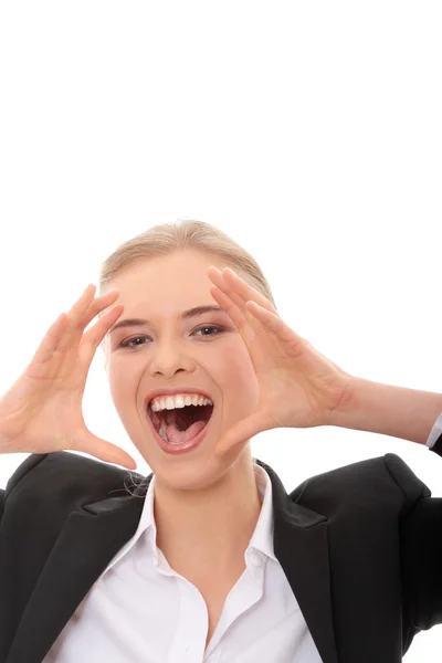 Young Businesswoman Shouting Isolated White Background Royalty Free Stock Images
