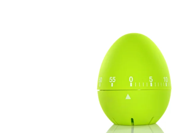 白の背景に分離された緑の卵のタイマー — ストック写真