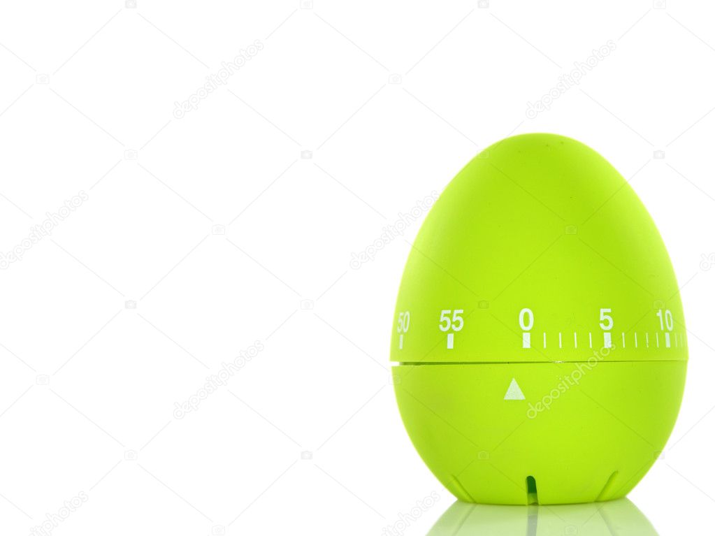 Green egg timer isolated on white background