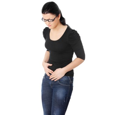 Young woman with stomach issues clipart