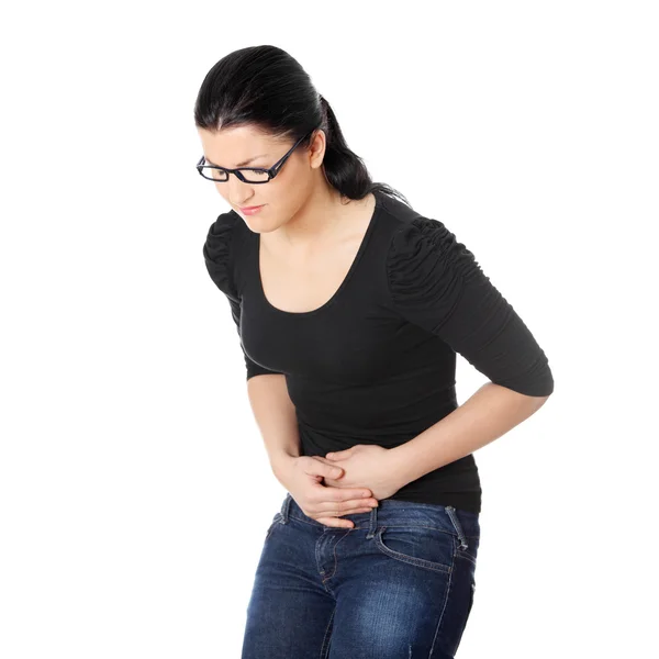 Young Woman Stomach Issues Isolated White — Stock Photo, Image