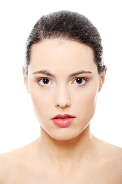 Close-up portrait of young beautiful woman face — Stock Photo, Image