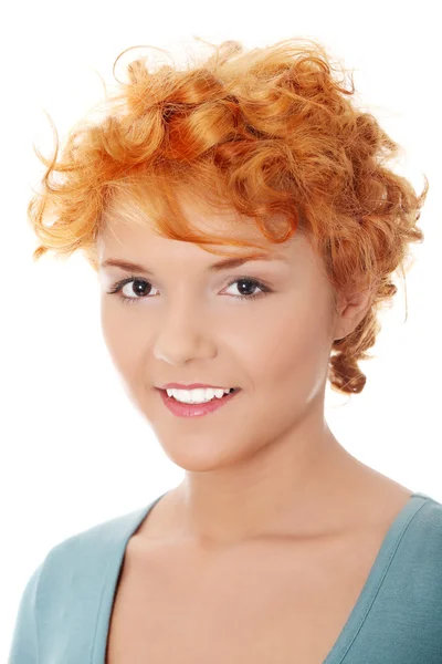 Casual Redhead Vrouw Portret Geïsoleerd Wit — Stockfoto