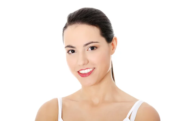 Bonito Jovem Caucasiano Mulher Retrato Isolado Branco — Fotografia de Stock