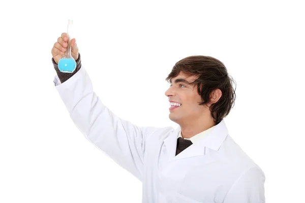Laborangestellte Mit Weißem Mantel Isoliert Auf Weiß — Stockfoto