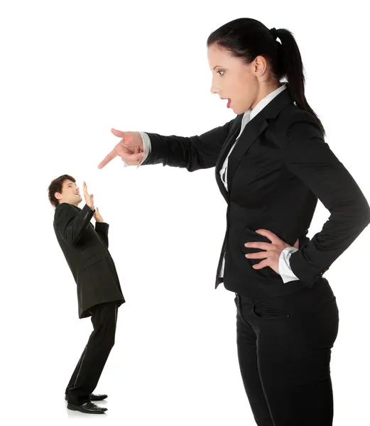 Mujer de negocios gritando en el hombre — Foto de Stock