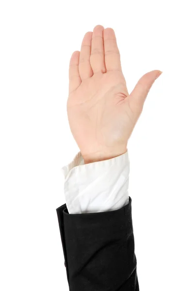 Businesswoman hand up - vote — Stock Photo, Image
