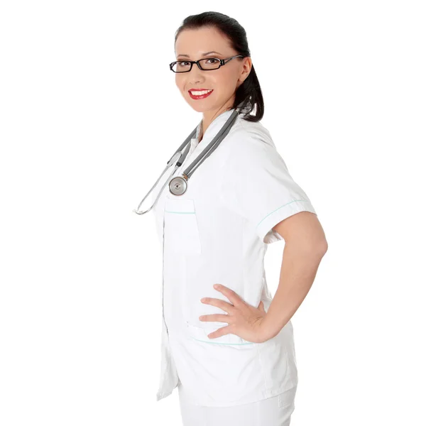 Jovem enfermeira ou médica feliz — Fotografia de Stock