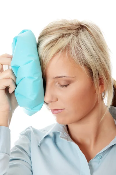 stock image Woman with ice bag